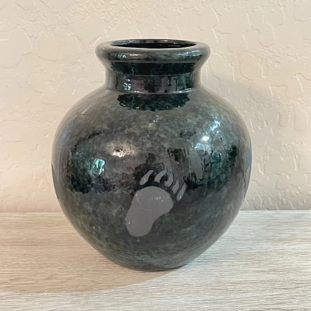 Southwest Friends Theme Pottery Vase Blue Green Unique Sedona Arizona Boutique